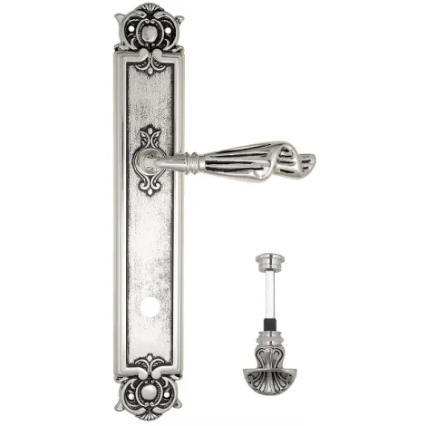 Дверная ручка Venezia \"OPERA\" WC-4 на планке PL97 натуральное серебро + черный