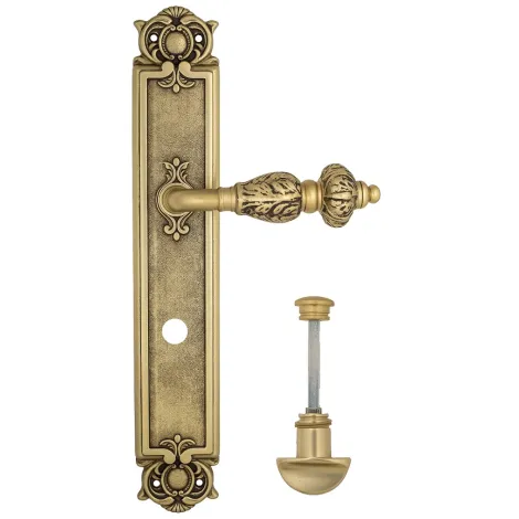 Дверная ручка Venezia \"LUCRECIA\" WC-2 на планке PL97 французское золото + коричневый