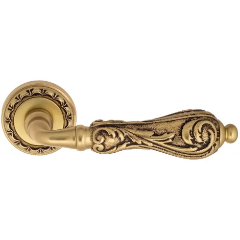 Дверная ручка на круглом основании Venezia \"MONTE CRISTO\" D2 французское золото + коричневый