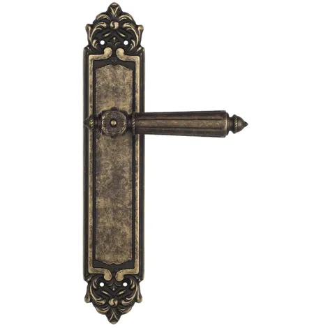 Дверная ручка Venezia \"CASTELLO\" на планке PL96 античная бронза