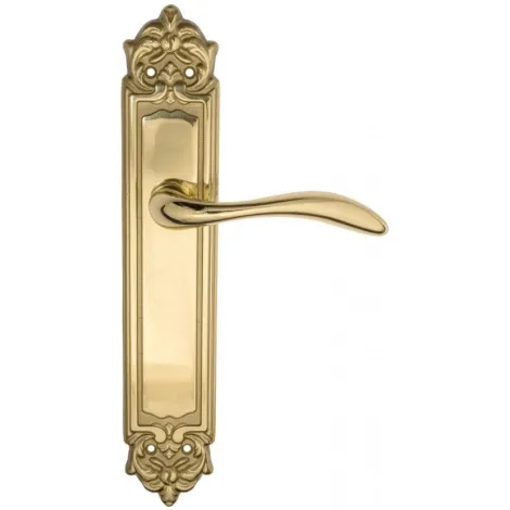 Дверная ручка Venezia \"ALESSANDRA\" на планке PL96 полированная латунь