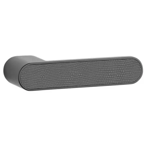 Дверная ручка на прямоугольном основании APRILE GUAVA RTH L BK DK матовый черный кожа