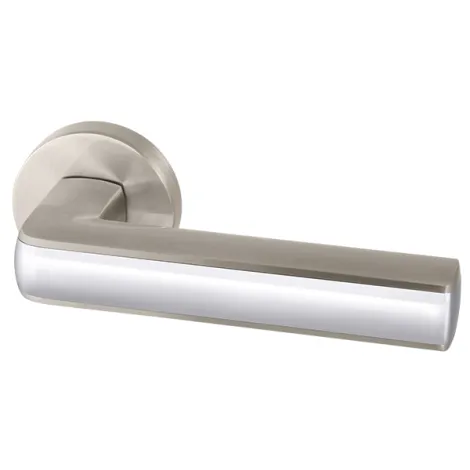 Дверная ручка на круглом основании Armadillo CUBE URB3 SN/CP-12 матовый никель/хром