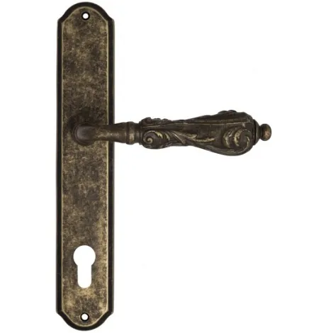Дверная ручка Venezia \"MONTE CRISTO\" CYL на планке PL02 античная бронза