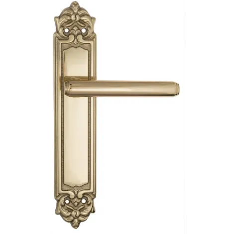 Дверная ручка Venezia \"EXA\" на планке PL96 полированная латунь