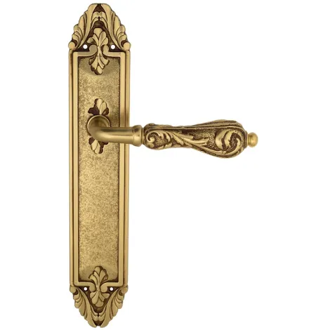 Дверная ручка Venezia \"MONTE CRISTO\" на планке PL90 французское золото + коричневый