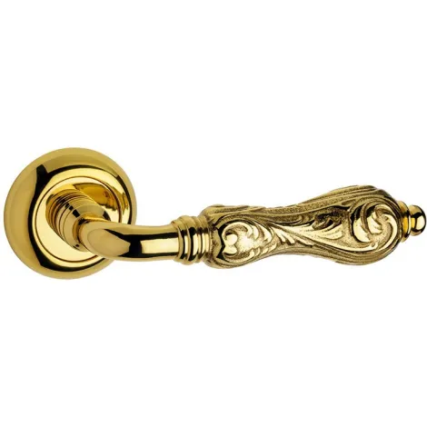 Дверная ручка на круглом основании Fimet Flora 147/231 С F01 латунь