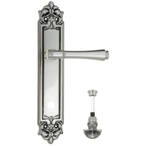 Дверная ручка Venezia \"CALLISTO\" WC-4 на планке PL96 натуральное серебро + черный