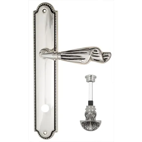 Дверная ручка Venezia \"OPERA\" WC-4 на планке PL98 натуральное серебро + черный