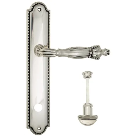 Дверная ручка Venezia \"OLIMPO\" WC-2 на планке PL98 натуральное серебро + черный