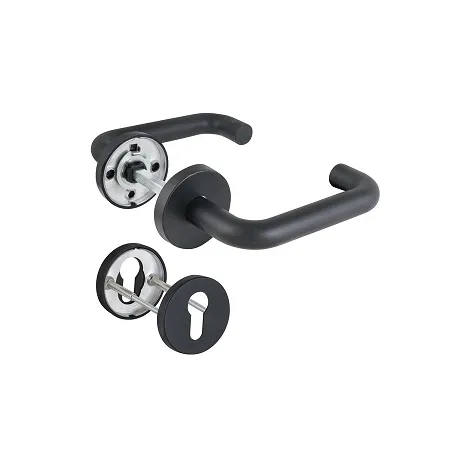 Комплект дверных ручек с накладками под цилиндр FR.DH57.0219 NE (DH-0219 NE) 8x140 мм, BL-24 черный