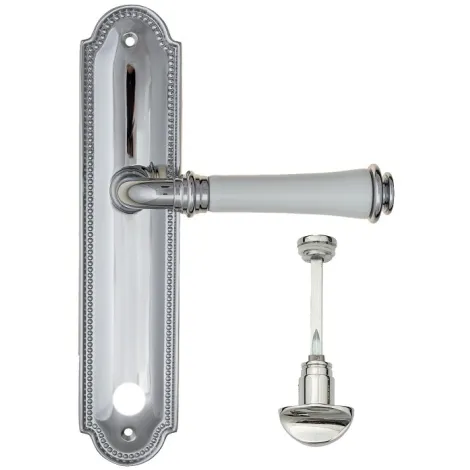 Дверная ручка на планке Fratelli Cattini \"GRACIA CERAMICA BIANCO\" WC-2 PL248-CR полированный хром