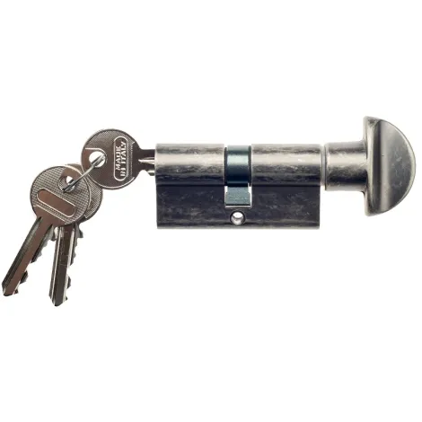 Цилиндровый механизм ключ-вертушка Venezia 25/10/35 античное серебро
