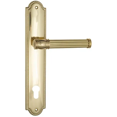 Дверная ручка Venezia \"IMPERO\" CYL на планке PL98 полированная латунь
