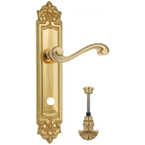 Дверная ручка Venezia \"VIVALDI\" WC-4 на планке PL96 полированная латунь