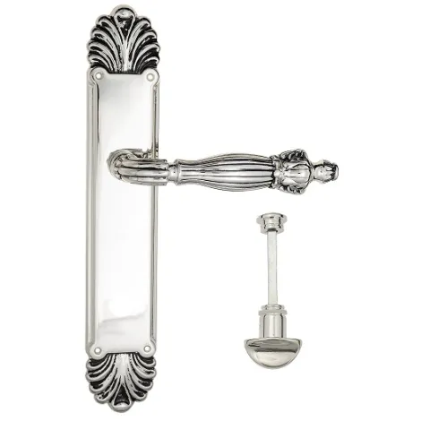 Дверная ручка Venezia \"OLIMPO\" WC-2 на планке PL87 натуральное серебро + черный