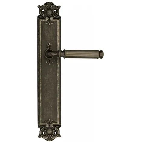 Дверная ручка Venezia \"MOSCA\" на планке PL97 античное серебро