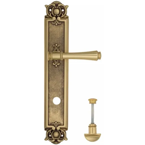 Дверная ручка Venezia \"CALLISTO\" WC-2 на планке PL97 французское золото + коричневый
