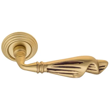 Дверная ручка на круглом основании Venezia \"OPERA\" D8 французское золото + коричневый