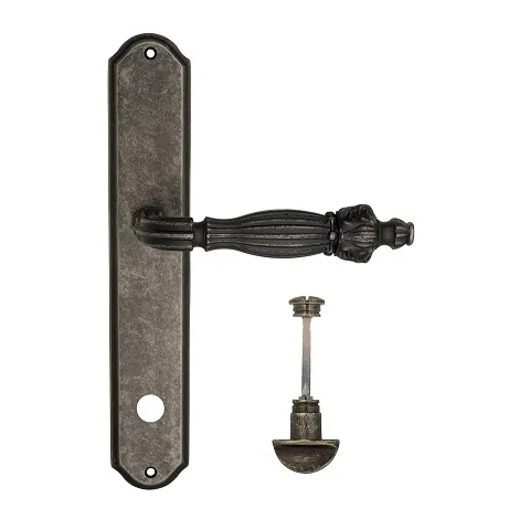 Дверная ручка Venezia \"OLIMPO\" WC-2 на планке PL02 античное серебро