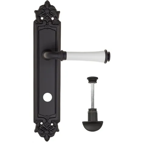 Дверная ручка на планке Fratelli Cattini \"GRACIA CERAMICA BIANCO\" WC-2 PL96-NM матовый черный
