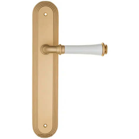 Дверная ручка на планке Fratelli Cattini \"GRACIA CERAMICA BIANCO\" PL288-BS матовая латунь