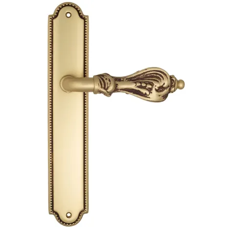 Дверная ручка Venezia \"FLORENCE\" на планке PL98 французское золото + коричневый