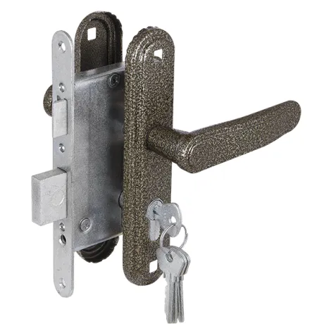 Замок врезной цилиндровый с защелкой в комплекте с ручкой Zenit ЗВ4-3.03 (бронза), 4 кл.