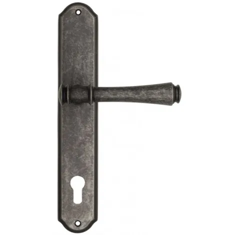 Дверная ручка Venezia \"CALLISTO\" CYL на планке PL02 античное серебро