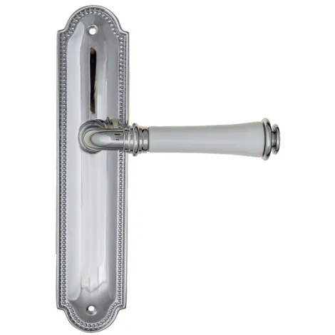 Дверная ручка на планке Fratelli Cattini \"GRACIA CERAMICA BIANCO\" PL248-CR полированный хром