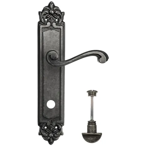 Дверная ручка Venezia \"VIVALDI\" WC-2 на планке PL96 античное серебро