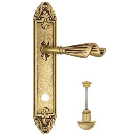 Дверная ручка Venezia \"OPERA\" WC-2 на планке PL90 французское золото + коричневый