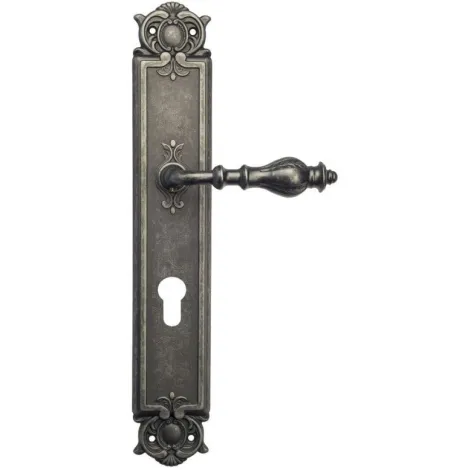 Дверная ручка Venezia \"GIFESTION\" CYL на планке PL97 античное серебро