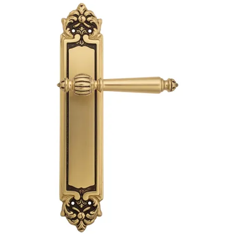 Дверная ручка Venezia \"PELLESTRINA\" на планке PL96 французское золото + коричневый