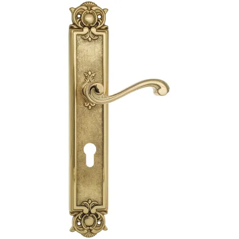 Дверная ручка Venezia \"VIVALDI\" CYL на планке PL97 полированная латунь