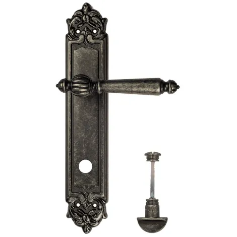 Дверная ручка Venezia \"PELLESTRINA\" WC-2 на планке PL96 античное серебро