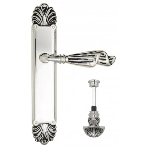 Дверная ручка Venezia \"OPERA\" WC-4 на планке PL87 натуральное серебро + черный