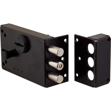 Замок накладной Elbor Лазурит 1.02.61.КМА никель, сув., 2 риг., задв.-затв., зап. кор., мед. антик /40061/