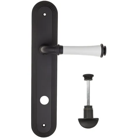 Дверная ручка на планке Fratelli Cattini \"GRACIA CERAMICA BIANCO\" WC-2 PL288-NM матовый черный