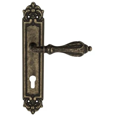 Дверная ручка Venezia \"ANAFESTO\" CYL на планке PL96 античная бронза