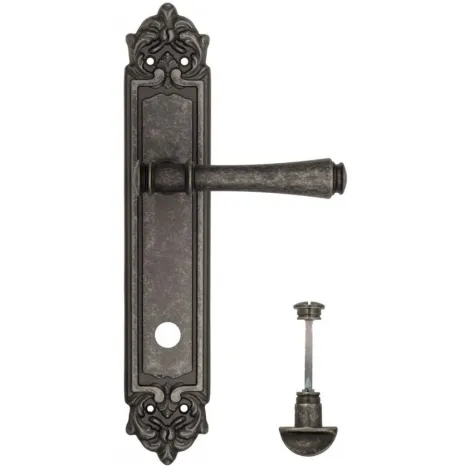 Дверная ручка Venezia \"CALLISTO\" WC-2 на планке PL96 античное серебро