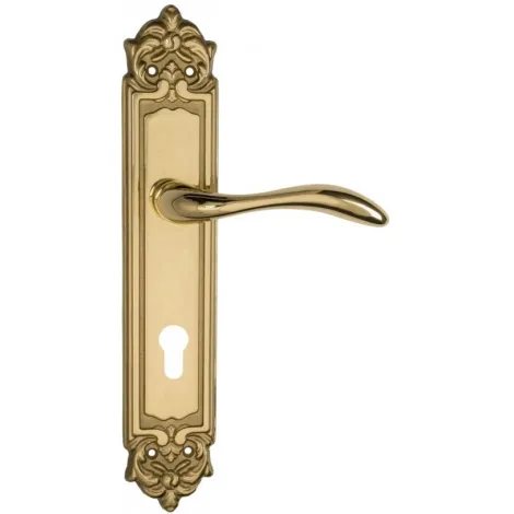 Дверная ручка Venezia \"ALESSANDRA\" CYL на планке PL96 полированная латунь