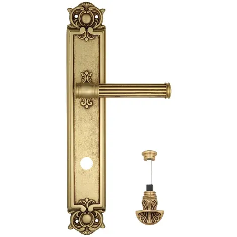 Дверная ручка Venezia \"IMPERO\" WC-4 на планке PL97 французcкое золото + коричневый