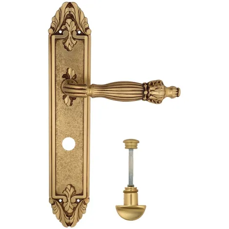 Дверная ручка Venezia \"OLIMPO\" WC-2 на планке PL90 французское золото + коричневый