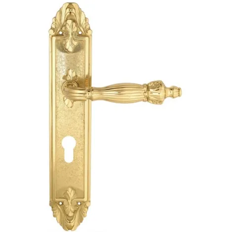 Дверная ручка Venezia \"OLIMPO\" CYL на планке PL90 полированная латунь