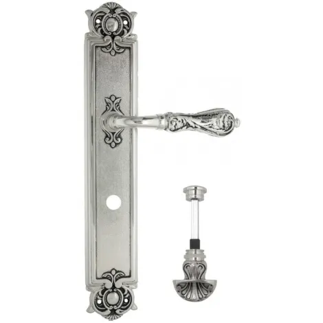 Дверная ручка Venezia \"MONTE CRISTO\" WC-4 на планке PL97 натуральное серебро + черный