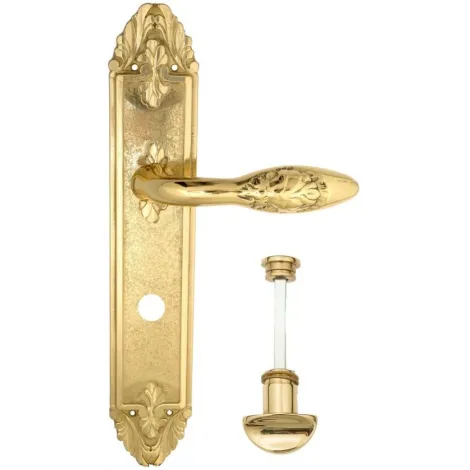 Дверная ручка Venezia \"CASANOVA\" WC-2 на планке PL90 полированная латунь