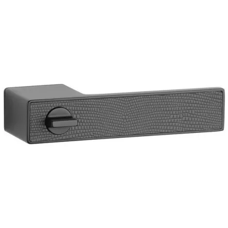 Дверная ручка на прямоугольном основании APRILE HEDERA RTH L BK DK WC матовый черный кожа
