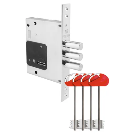 Замок врезной Fuaro сувальдный V25/S-60.00.3R16 4 ключа