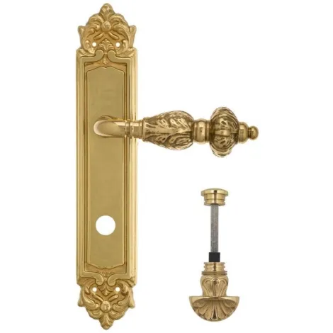 Дверная ручка Venezia \"LUCRECIA\" WC-4 на планке PL96 полированная латунь